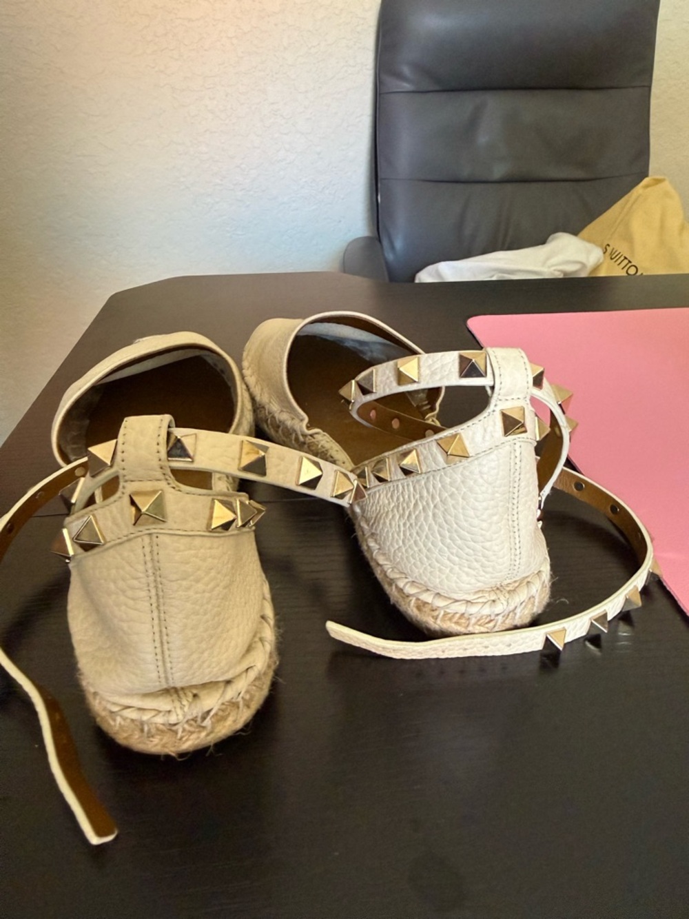 Valentino Cream Studded Ankle-Strap Espadrille - Picture 4 of 5